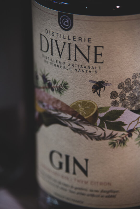 Bouteille de gin chez un caviste à Redon
